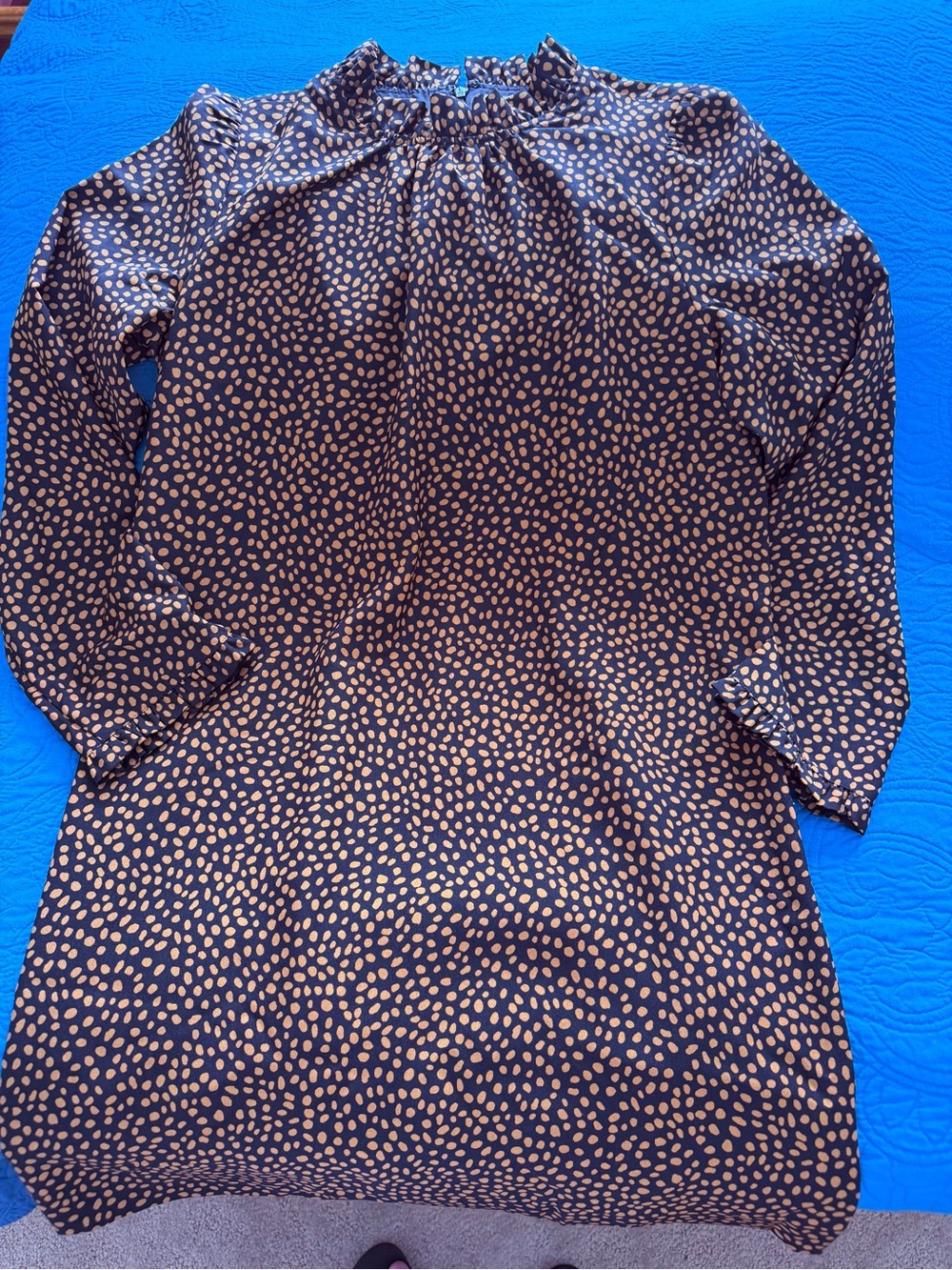 J. Crew Navy Dress with gold Dot Print